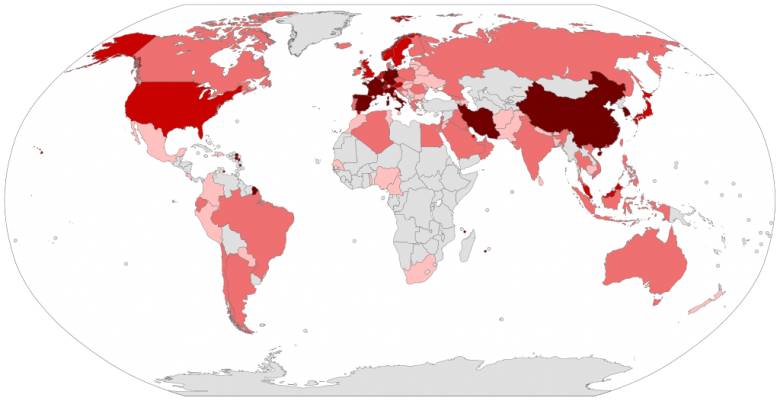 Карта распространения коронавируса  онлайн на сегодня, 10 марта