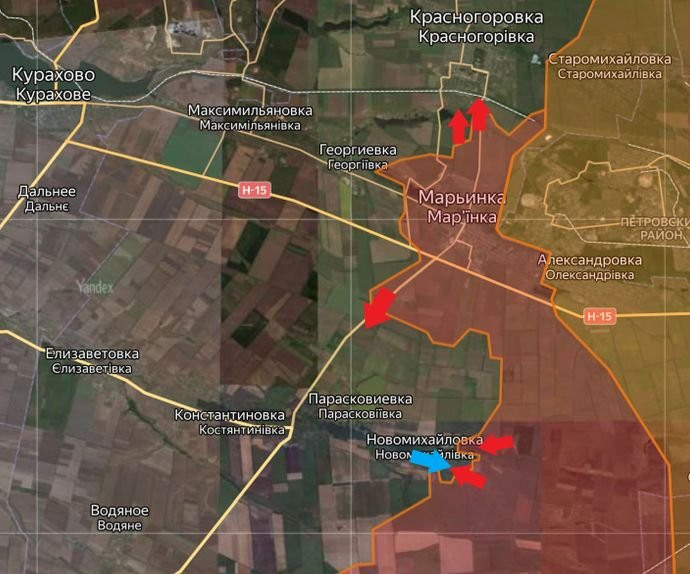 Обновлённая карта боевых действий на Украине по данным на 12:00 мск сегодня, 28.02.2024