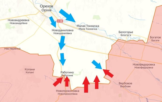 Обновлённая карта боевых действий на Украине по данным на 12:00 мск сегодня, 29.02.2024