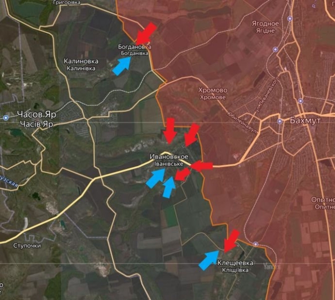 Обновлённая карта боевых действий на Украине по данным на 12:00 мск сегодня, 06.03.2024