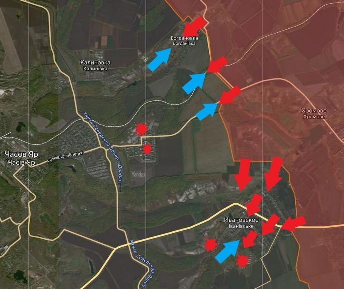 Обновлённая карта боевых действий на Украине по данным на 12:00 мск сегодня, 07.03.2024