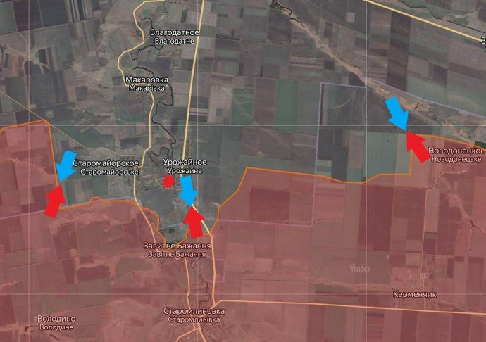 Свежая карта боевых действий на Украине по данным на 12:00 мск от 01.04.2024. Последние новости СВО на сегодня