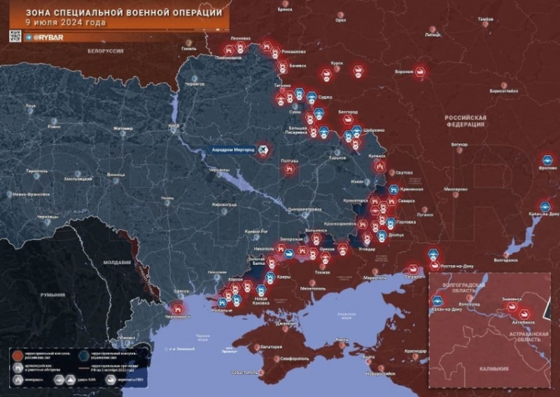 Последние новости СВО на 10 июля 2024. Карта боевых действий на Украине на сегодня, ситуация на фронтах