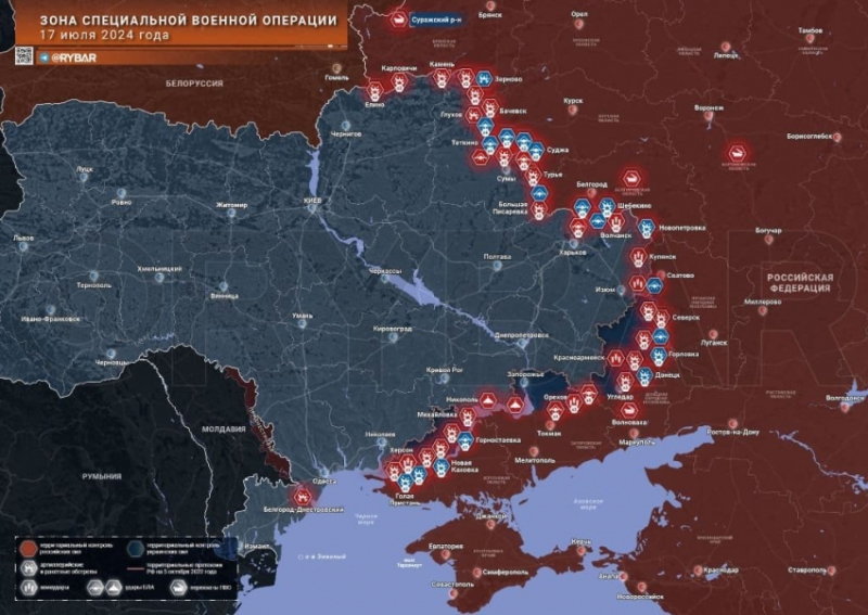 Свежая карта боевых действий на Украине: обстановка на фронтах на 18.07.2024