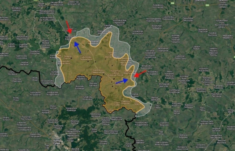 Обновлённая карта боевых действий на Украине по данным на 12:00 мск сегодня, 23.08.2024