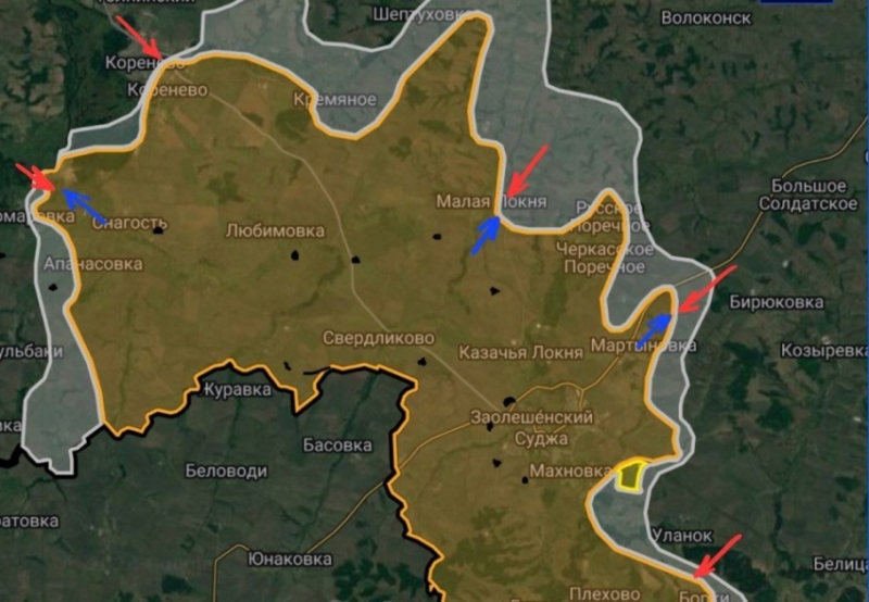 Обновлённая карта боевых действий на Украине по данным на 12:00 мск сегодня, 25.08.2024