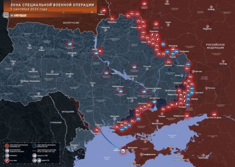 Свежая карта боевых действий на Украине: обстановка на фронтах СВО на сегодня, 06.09.2024