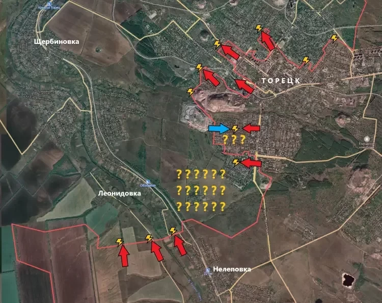 Обновлённая карта боевых действий на Украине по данным на 13:00 мск от 14.12.2024