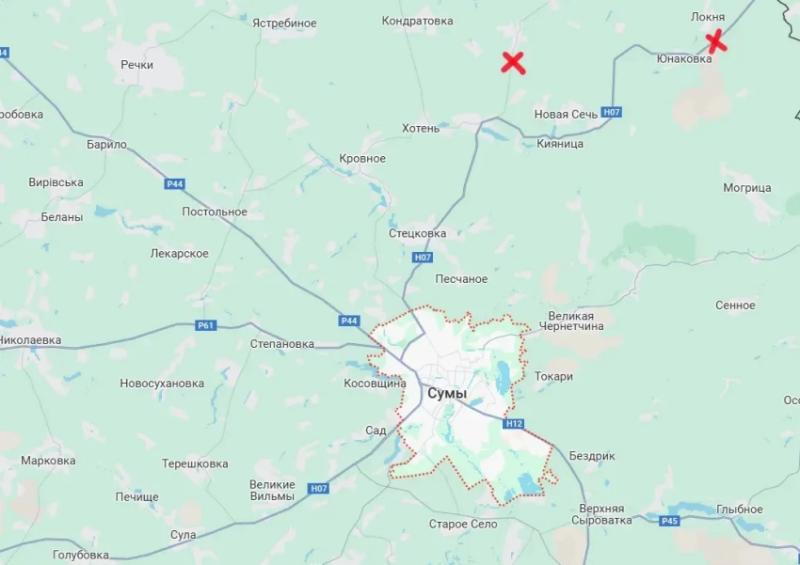 С продвижением армии России для противника возникает опасность нарушения военной логистики по дорогам Путивль-Сумы, Конотоп-Сумы и Киев-Сумы