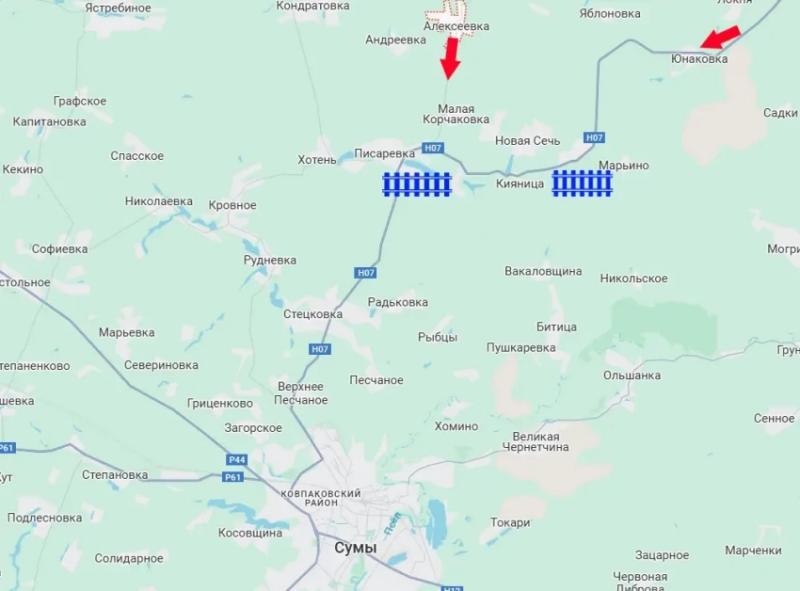 С продвижением армии России для противника возникает опасность нарушения военной логистики по дорогам Путивль-Сумы, Конотоп-Сумы и Киев-Сумы