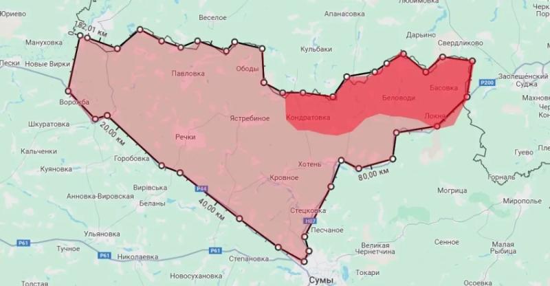 Задачей минимум по созданию буфера в Сумской области может стать переход под контроль ВС РФ территории севернее дорог Н-07 и Р-44